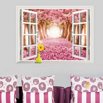 감성 유리문 창문 오픈 카페 스티커 벽 벽지 스티커, 단품