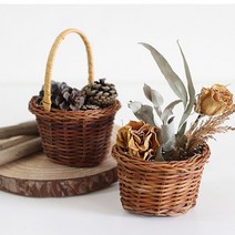 [바보사랑] 미니 라탄바구니 미니어처 1p(2type), 상세 설명 참조