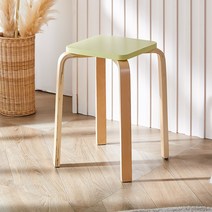 블루밍홈 네이쳐 원목 1인 보조 간이 식탁의자 스툴, 사각형_밀키옐로우
