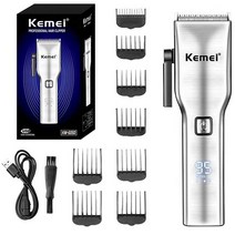미용실 프로 남자 바버샵 바리깡 Kemei 남성용 전문 헤어 트리머 얼굴 수염 충전식 커터 기계 이발소 6050, 01 With box