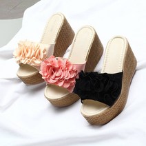 에바의홈 320 여성 통굽 웨지 리본슬리퍼