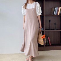 퍼니걸스 6625 끈 뷔스티에 레이어드 롱 원피스 여성의류