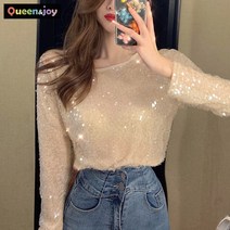 퀸앤조이 클러버 스팽글 긴팔 티셔츠***판매자 SSK무역***