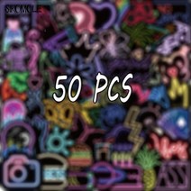 103050pcs 패션 만화 네온 불빛 ins 소녀 diy 헬멧 스티커, 50pcs-fe025