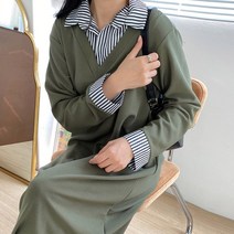 마이시즌 여성용 단가라 셔츠 레이어드 원피스