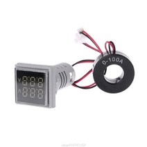 Square LED 디지털 듀얼 디스플레이 전압계 및 전류계 전압 게이지 전류계 AC 60-500V 0-100A, 02 White