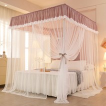 북유럽풍 침대 캐노피 암막 가림막 커튼 인테리어 모기장, 가로 2.0*세로 2.2m, 핑크 모기장