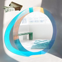 위미러 레인보우 거울 원형 오로라 홀로그램 디자인 아크릴 거울 개런티카드 클리너천 워런티커버, 1. 레인보우 원형 오로라 홀로그램 거울