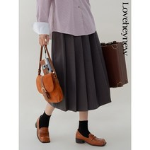 미디 개더 주름 스커트 오피스 게더 하이웨이스트 기하학 풀 볼륨 새틴 주름