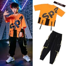공연복 비보이 남여아동 힙합 개성 멋진 패션쇼 HIPHOP 댄스 유행복 여름 2699211200, 180, 845 귤 티셔츠 _2301 블랙 바