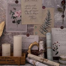 레트로 빈티지 악보 꽃과 새 영문 엽서 벽스티커 장식 촬영 소품 세트 (4장 8페이지), 세트04 악보(4장)