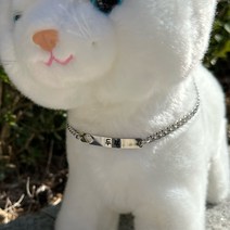 써지컬 스틸 강아지 고양이 슬림바 목걸이 볼드 커브체인 인식표 이름표 네임택 반려동물 애완견, 5.6mm, 하트슬림바, 폰트6번