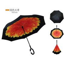 2021 뜨거운 접는 긴 생크 더블 레이어 거꾸로 우산 방풍 역 c-후크 남성 골프 우산 자동차에 대 한 역 우산