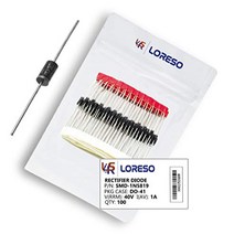 LORESO 1N5819 Diode Pack of 100 - Schottky Barrier Rectifier Diodes Axial 5819 1N5819 40V 1.0A DO-4, 1