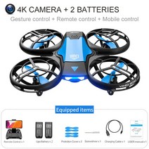 V8 미니 UAV 인덕션 컨트롤 RC 헬리콥터 완구 선물 VR 드론 4k 항공 사진 와이파이 FPV 쿼드콥터, 05 Blue 4K 2B