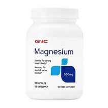 GNC 마그네슘 500mg 글루텐 프리 무설탕 캡슐, 120개입, 1개