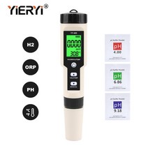 Yieryi 수소수 테스터 모니터 반응 산소 분석기 수조 수족관 수영장 스파용 4 in 1 H2 PH ORP 온도 측정기 ATC 0-2400PPb, 01 YY-400, 없음