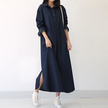 퍼니걸스 오버핏 데님 롱 셔츠 원피스_8723