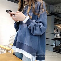 쉬블림로브 레이어드 루즈핏 맨투맨 티셔츠 네비드 GW1540