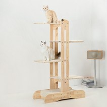 그린웨일 B3 중형 4단 카키베이지 고급 원목 튼튼한 고양이 캣타워, 카키 베이지