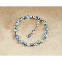 터키석 캐보션 6MM 12P 합성석 탄생석 은팔찌