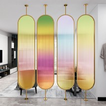 북유럽 불투명 유리 파티션 아치 가벽 인테리어 유리 블럭 가림막, 철제 프레임 45x200cm