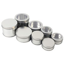 휴대용 원형 철재 케이스 소품보관함 틴케이스, 90x60mm - 투명창