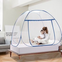 바닥있는 원터치 침대 모기장 1인용 대형 모기텐트, 1인용 100cm