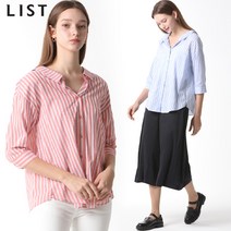 리스트 리스트 오버핏 넥카라 포인트 스트라이프 셔츠