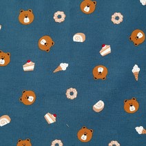 슈슈룸 (O-0175) 곰-네이비 원단 패브릭 천 퀼트 홈패션
