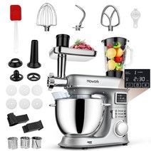 쥬서 믹서기 WEYOLI 다기능 스탠드 유성 믹서 고기 케이크 푸드 8L 스테인리스 스틸 그릇 및 1500W, 8.Silver - AU