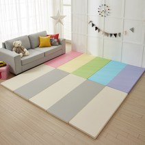 유아 4단/5단 놀이방 폴더매트 4cm두께 층간소음완화, (폴더매트) 크림+그레이