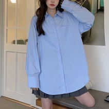넷투넷코리아 여성 셔츠 남방 무지 빅사이즈 루즈핏 와이드 캐주얼
