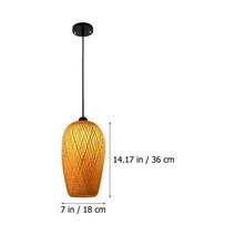 LED 직조 조명 펜던트 램프 천장 소박한 걸이식 샹들리에 농가 빈티지 야간 등나무 일본 볼 돔 랜턴, [03] 36x18x18cm, [01] with light source