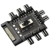2Pcs Chassis Fan Hub SATA 1 To 8 Way12v 3 PIN Cooling Splitter Controller Pin PWM For PC Desktop Co, 01 Black