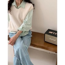 영메이 10컬러 봄 가을 베이직 니트 조끼 YM23078F