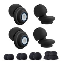 Holotap 소음방지 귀마개 실리콘 이어플러그 2쌍 세척 및 재사용 가능, 검은색