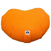 Waterglider International Zafu Crescent 미국 메밀 선체 충전재가 있는 명상 베개 인증된 유기농 면 그래스 그린, Orange Saffron