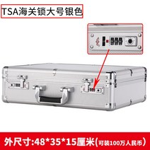 휴대용 가정용 귀중품 보관금고 007가방 중요한 물품 관리 여행용 핸드 가방, 비밀번호 잠금 라지 실버