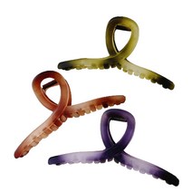 지젤 반투명 호피 리본 올림머리 헤어집게핀 3p 세트, 1개, 반투명 호피무늬