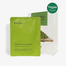 매장 정품 비건 그린티 에센셜 마스크팩 10매 Bonajour Green Tea Essential Mask, none