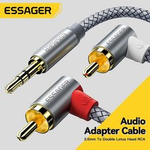 모니터 분배기 셀렉터 Essager TV PC 앰프 DVD 스피커 와이어용 RCA 케이블 잭 3.5 3.5mm 2RCA 수 스플리터 Aux 코드 90 deg, 01=Darkgrey_1m