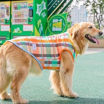 대형견옷 oimg big dog clothes summer watermelon print dog shirts for meduim large dogs 통기성 래브라도 골든 애완견, 주황색 격자 무늬, 35-42.5kg의 경우 8xl