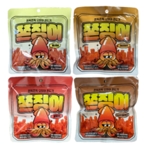 쫀슐랭 쫀징어 네가지맛 오리지널+매콤달콤+핫불닭+스모키바베큐 50g x 2개 (총 8개) 목포쫀드기 울산쫀드기