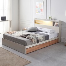 동서가구 이즈 카이 LED 수납침대 슈퍼싱글 퀸, 04_침대프레임SS+40T라텍스매트 ISG064, 워시오크