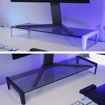 지니비 GMS1 강화유리 모니터받침대 QC 3.0 PD 18W 고속충전 USB허브, 받침대+스마트허브, 조합3) 받침대 블랙+허브 화이트