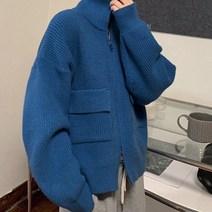 디아더컬러 여성 가을 겨울 니트 집업 자켓 루즈핏 오버핏