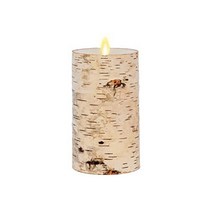 Luminara 진짜 자작나무 껍질로 감싼 불꽃 없는 캔들 기둥 - 움직이는 LED 배터리 작동 조명 무향 리모컨 별도 판매(8 9 x 16 5cm(3 5 6 5인치)), 3.5 x 6.5-inch