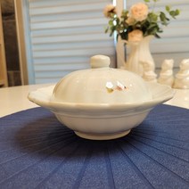 국산 고백자 국화찜기뚜껑 도자기찜기 샐러드볼 죽 갈비 계란찜 전자렌지 도자기