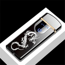 터보 충전 전기 라이터 USB 참신 터치 센서 쿨 식 휴대용 방풍 가정용 흡연 액세서리, 베이지